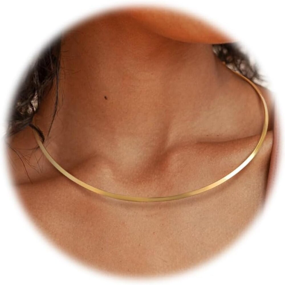 Elegant 14K Gold Plated Stainless Steel Choker Necklace for Women